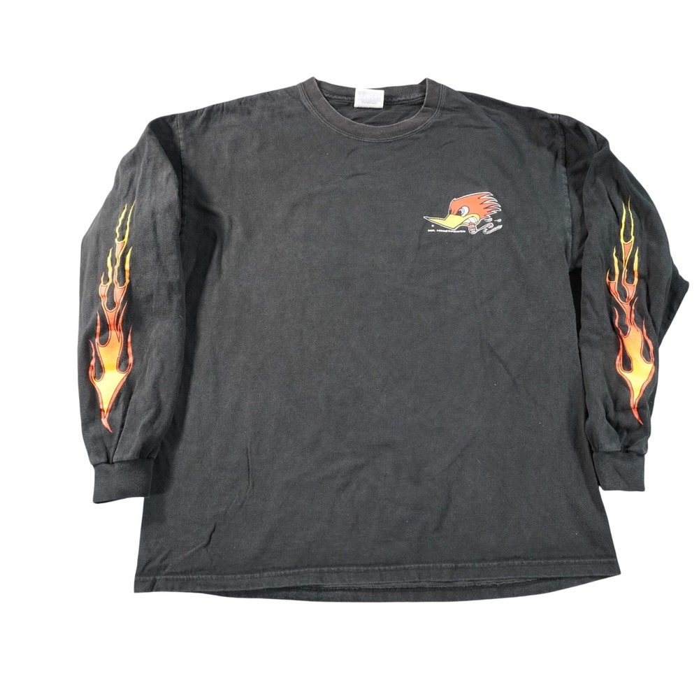 Mr Horsepower Long Sleeve Shirt Mens Large Black Flames Graphic Hanes Beefy-T